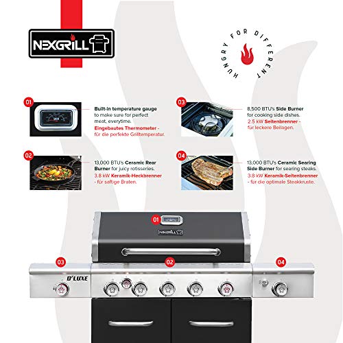 Nexgrill Deluxe 5B Gasgrill - 5 + 2 Brenner Mit Edelstahl-Seitenkocher ...