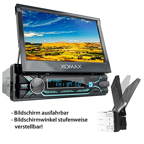 XOMAX XM-V747 Autoradio mit Mirrorlink, Bluetooth, 7 Touchscreen, 7  Farben, FM, AUX, SD, USB, 1 DIN