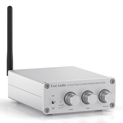 Fosi Audio BT20A-S Bluetooth-Verstärker, Mini-Hi-Fi-Stereo-Verstärker mit  integriertem Empfänger, BT 5.0, 2.0 Kanäle, 100W x 2, TPA3116 Chip, Höhen-  und Bassregler.