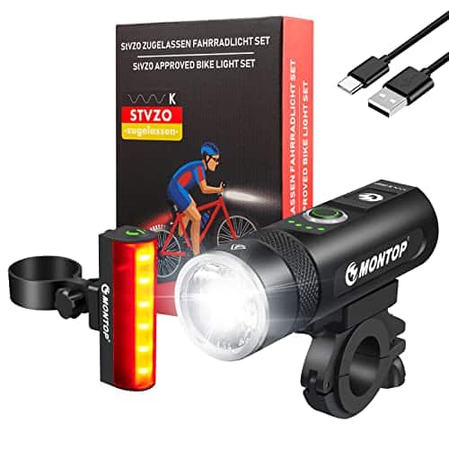 ASLENY Fahrradbeleuchtung LED-Fahrradlicht-Set, Wasserdichte  Fahrradbeleuchtung, USB-Ladefunktion,Enthält Front und Rücklicht für Kinder  und Erwachsene