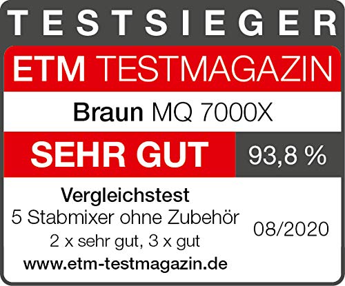  Braun MultiQuick 7 MQ 7000X Stabmixer - Pürierstab mit  abnehmbarem edelstahl Mixfuß mit ActiveBlade Technologie, schwarz &  Küchenmaschinen Aufsatz MQ 70 - Stabmixer Zubehör, 1,5 l, schwarz