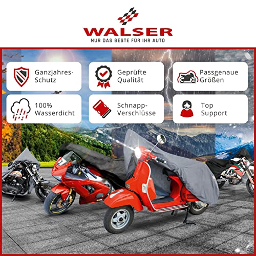WALSER Motorrad Abdeckplane S robustes PVC wasserdicht Vespa Outdoor  Motorrad Plane Zubehör grau mit Tasche 185x90x110 cm