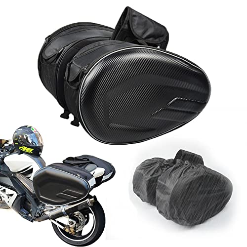 Abhpjuy Motorrad-Hecktasche Satteltasche Seitentasche mit wasserdichter  Abdeckung und Helmhalterung.