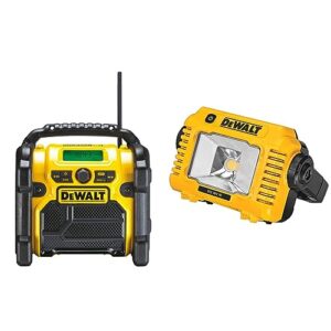 DeWalt Akku- und Netz-Radio/Baustellen-Radio (DAB(DAB(+)/FM Stereo/FM & LED Akku-Baustellenleuchte DCL077